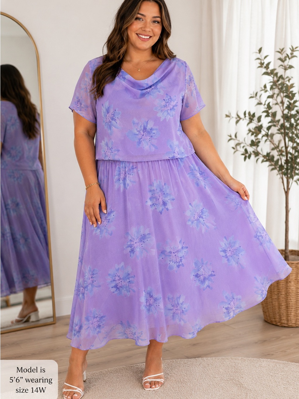 R&M Richards Purple Floral top and skirt set